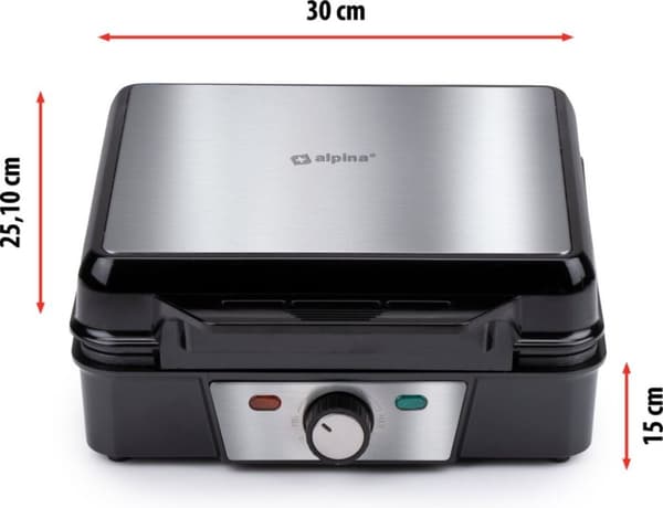 Alpina Waffle Iron Bryssel Waffles Non-stick beläggning 4 våfflor 1200W