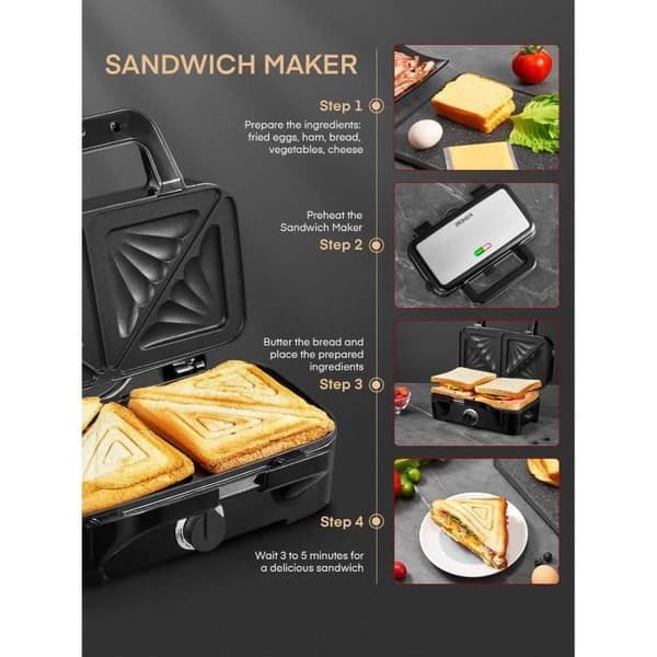 Gauffrér 3 i 1 - FOHERE - 1200W - Utbytbara plattor - Temperaturkontroll - Non-stick