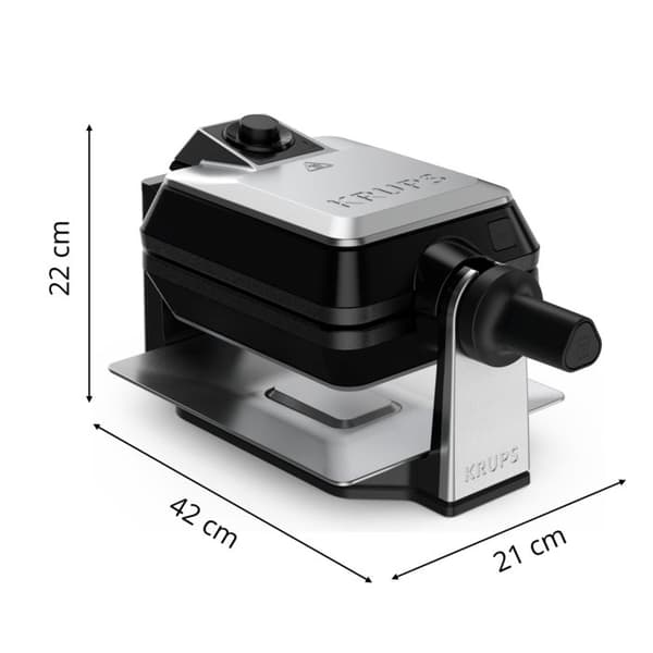KRUPS Roterande våffelbryggare, Perfekt matlagning, Jämn matlagning, Non-stick tallrikar, Hög precision, Vertikal förvaring FDD95D10