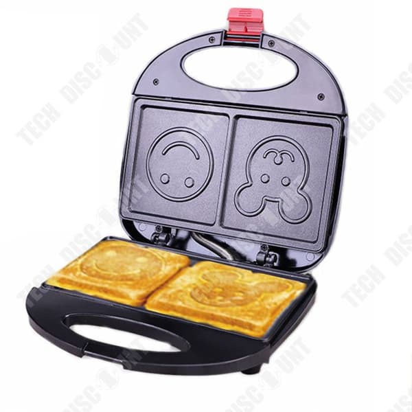 TD® Smörgåsvåffelbryggare Smiley Tecknad Brödmaskin Hemmabruk 750 W Frukostmaskin Kexmaskin