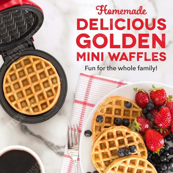 TD® Våffelmaskin Minifrukostmaskin Rund Våffelmaskin Rund Pannkaksmaskin Frukostsmörgåsmaskin Röd 350W