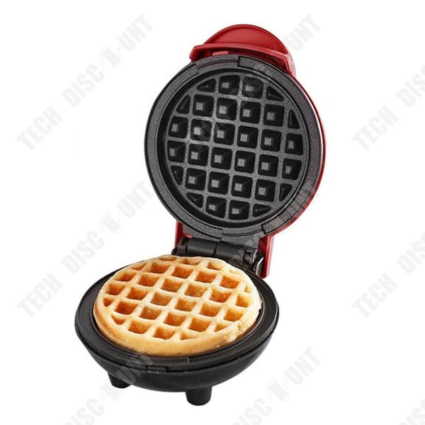 TD® Våffelmaskin Minifrukostmaskin Rund Våffelmaskin Rund Pannkaksmaskin Frukostsmörgåsmaskin Röd 350W