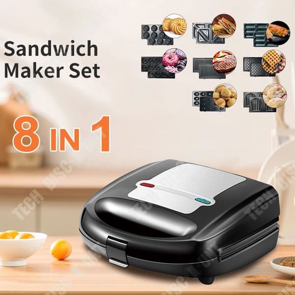 TD® 8 i 1 våffel- och smörgåsmaskin Madeleine Munkkokare Kakkokare Frukostkokare Tårtbakare