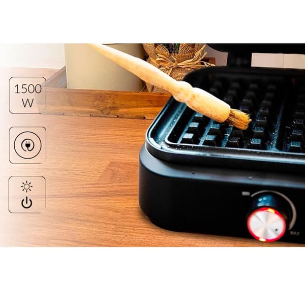 Professionell Vaffeljärn för 2 Tjocka Belgiska Vafflor, Non-stick Plåtar MPM MGO-40 1500W Svart 13965
