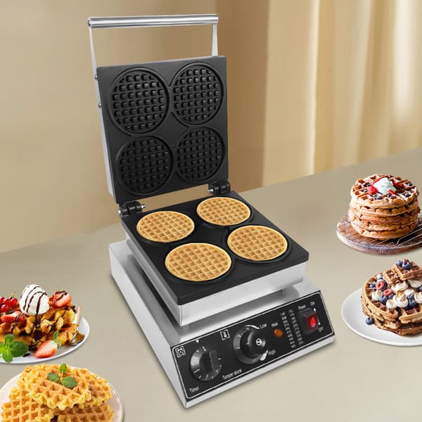 Kommersiell Våffeljärn, 1750W Effekt, Non-Stick Beläggning,4