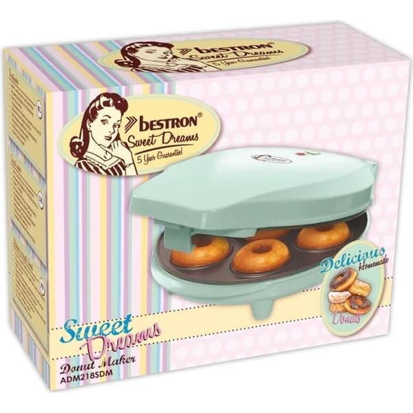 Bestron Donut maker i retrodesign, Sweet Dreams, Non-stick beläggning, 700 Watt, Färg: mint