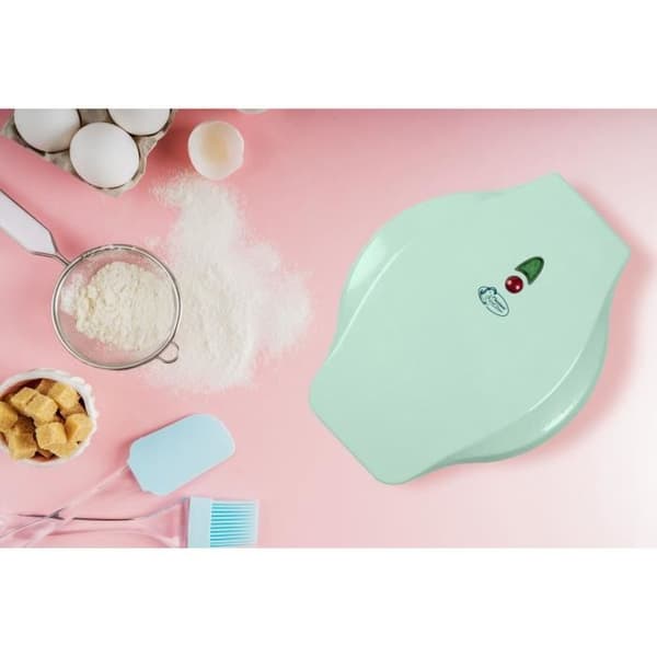 Bestron Mini våfflor för klassiska våfflor, Liten våffelbryggare med non-stick beläggning, Retro design, 550 Watt, Färg: mint