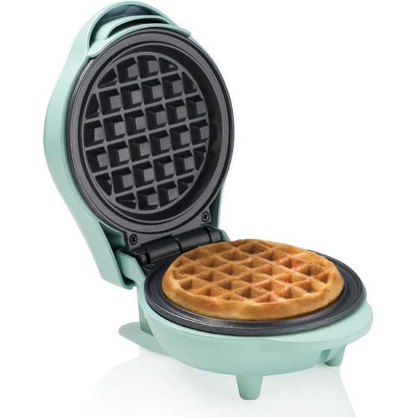 Bestron Mini våfflor för klassiska våfflor, Liten våffelbryggare med non-stick beläggning, Retro design, 550 Watt, Färg: mint