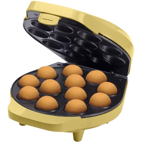 Bestron Cake pop maker i retrodesign, Inkluderar cake pop hållare, gaffel &amp; 12 cake pop sticks, Färg: gul