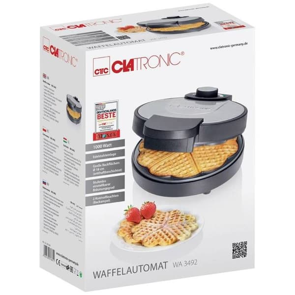 Våffeljärn - CLATRONIC - WA 3492 - Non-stick beläggning - Överhettningsskydd - 180 mm platta