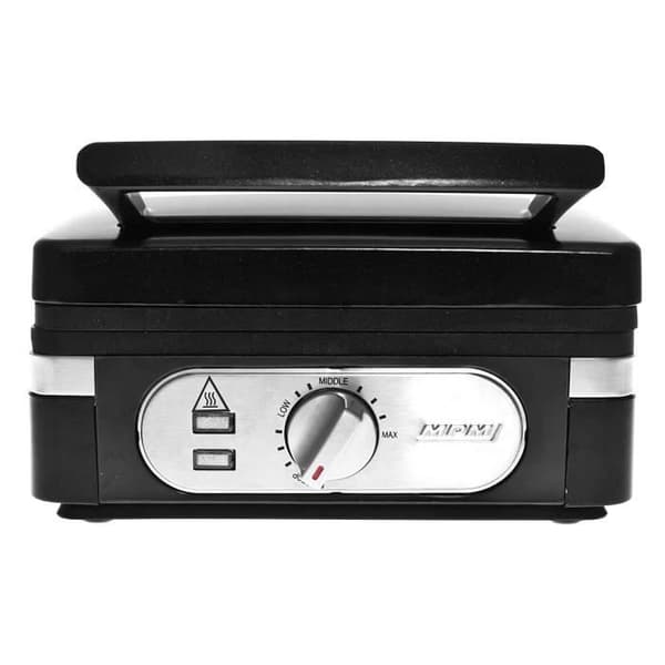 MPM MGO-24 Professionell våffelbryggare för 2 tjocka belgiska våfflor, non-stick tallrikar, automatisk temperatur, svart, 1400W