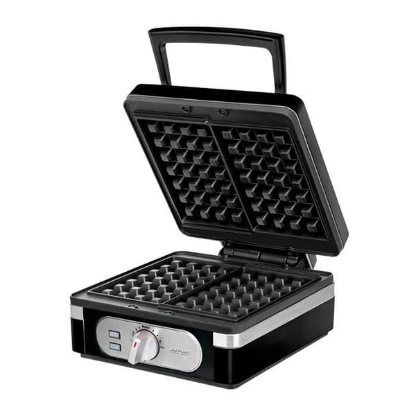 MPM MGO-24 Professionell våffelbryggare för 2 tjocka belgiska våfflor, non-stick tallrikar, automatisk temperatur, svart, 1400W