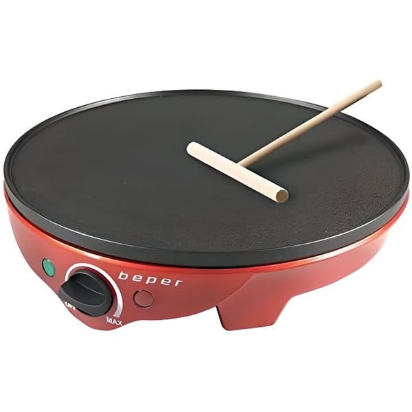 Crepe maker - BEPER - BT.700Y - 1300 W - Röd - Non-stick tallrik