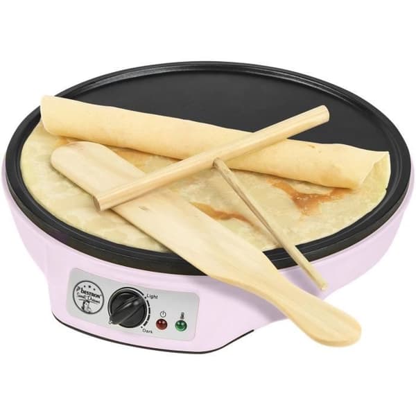 Bestron Sweet Dreams elektrisk crepemaskin - Non-stick beläggning - Ø 30 cm - 1000 W - Färg: rosa