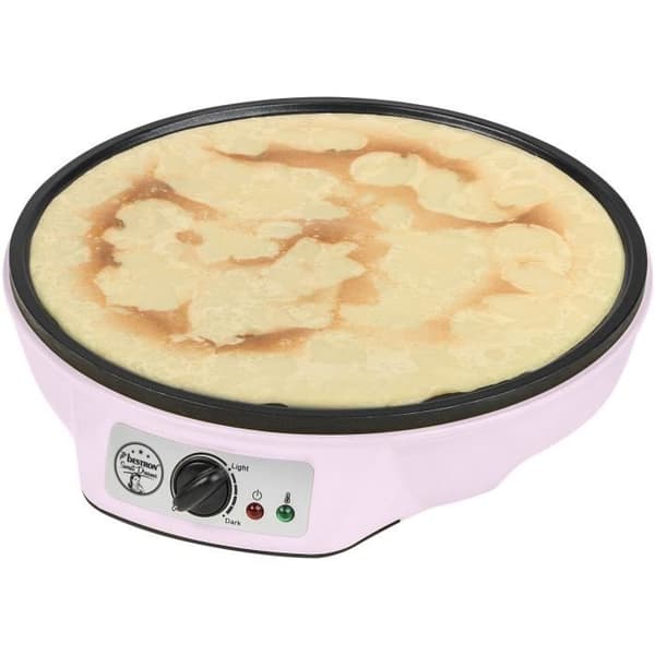 Bestron Sweet Dreams elektrisk crepemaskin - Non-stick beläggning - Ø 30 cm - 1000 W - Färg: rosa