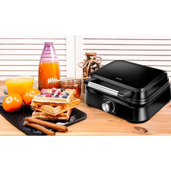 Professionell Vaffeljärn för 2 Tjocka Belgiska Vafflor, Non-stick Plåtar MPM MGO-40 1500W Svart 13965