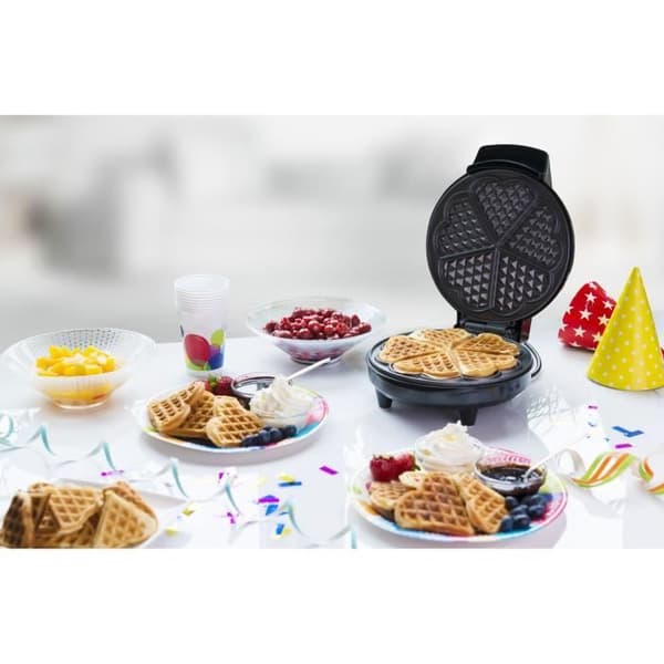 BESTRON AWM700S - Klassisk hjärtformad våffelbryggare med non-stick beläggning, 700 W, svart