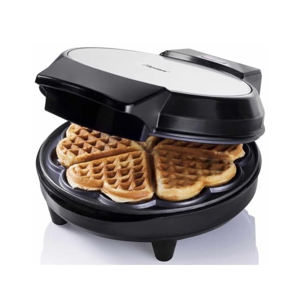 BESTRON AWM700S - Klassisk hjärtformad våffelbryggare med non-stick beläggning, 700 W, svart