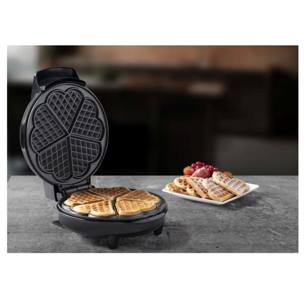 Bestron Våffelbryggare för klassiska hjärtformade våfflor, Våffelmaskin med non-stick beläggning, 700 Watt, Färg: Koppar