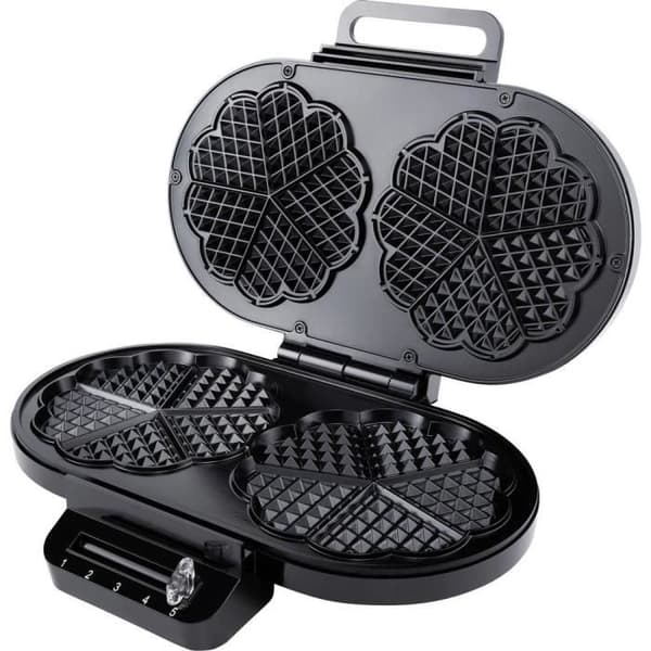Steba WE 2 Dubbel våffelbryggare med indikatorlampa, hopfällbar, svart non-stick beläggning