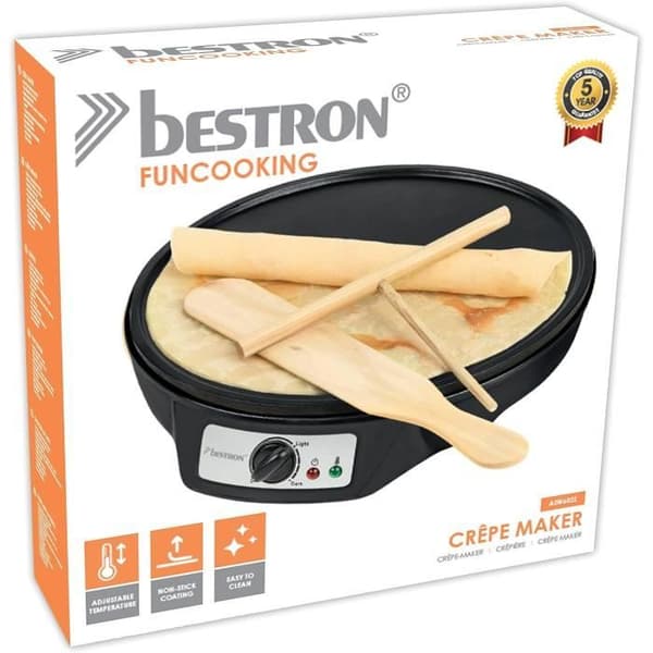 Eläktrisk crêpière - Bestron - Ø 30 cm - 1000 Watt - Non-stick beläggning - Svart