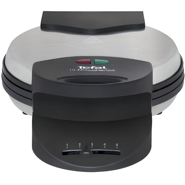 Våffeljärn - TEFAL - WM 310D - 1000 W - Borstat rostfritt stål - Non-stick beläggning - Svart