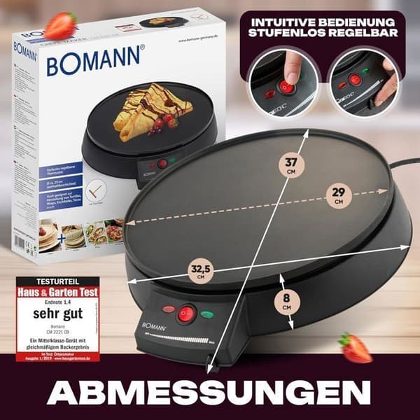 Crepjärn - Bomann - CM 2221 CB - Ø 29 cm - 900 W - Non-stick