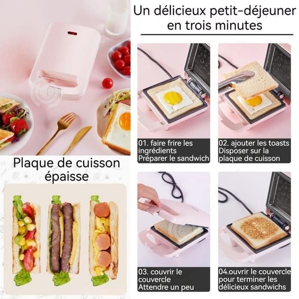 INN Gaufrier platta för matlagning 108x135mm 600W dubbel sidas uppvärmning non-stick smörgåsgrill frukostmaskin