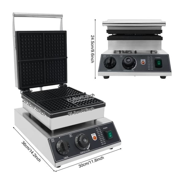220V Kommersiell Våffeljärn, 4 Formar, 1750W Effekt,4