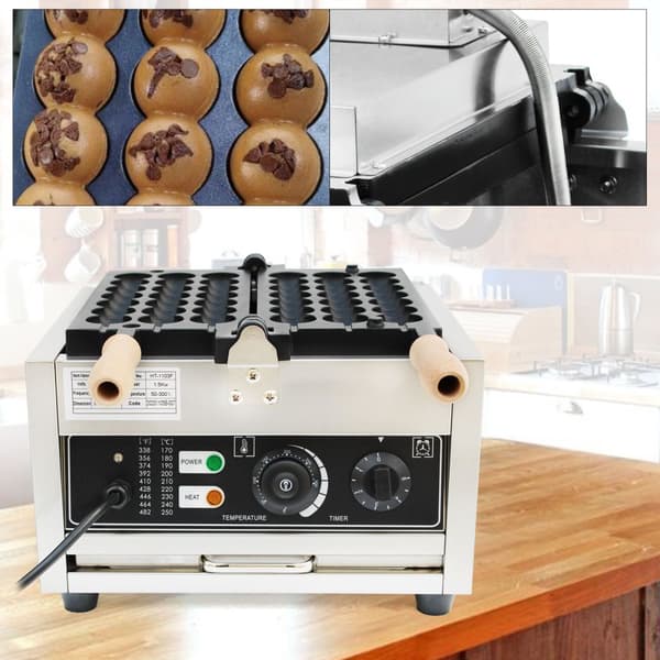 Kommersiel Vaffeljern, 1500W Effekt, Justerbar Temperaturkontrol, Non-Stick Belægning