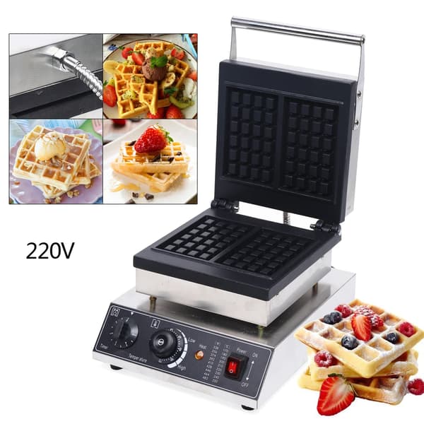 Kommersiell Våffeljärn, 1500W Effekt, Teflon Non-Stick Beläggning,EU, svart