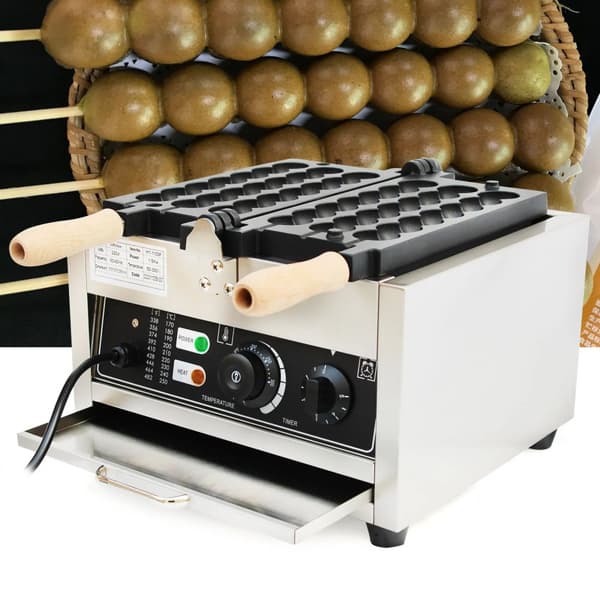Bubble Waffle Maker, 1500W Effekt, Non-Stick Teflonbeläggning,VIT