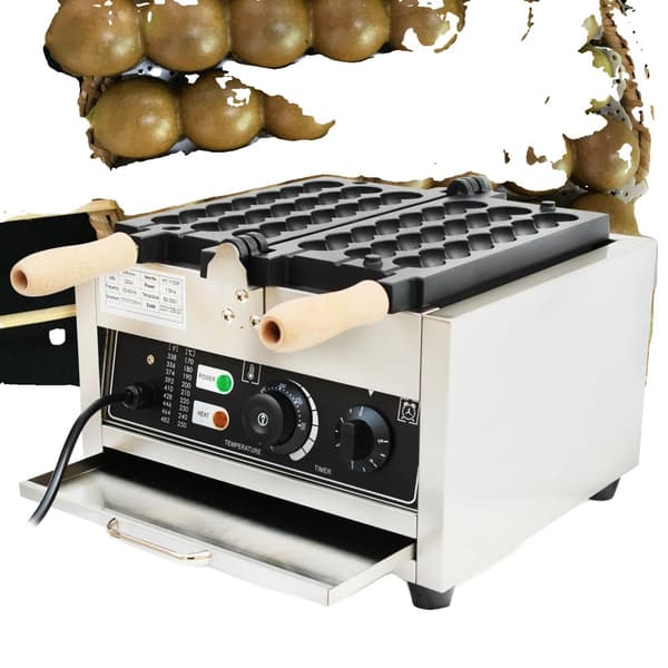 Bubble Waffle Maker, 1500W Effekt, Non-Stick Teflonbeläggning,VIT