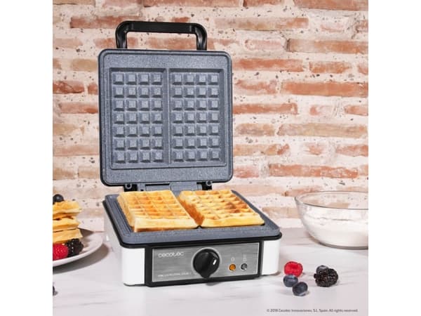 Cecotec Fun Gofrestone Double, 2 våffla/våfflor, Rektangulär, Grå, Vit, 1200 W, 220-240 V, 50-60 hz