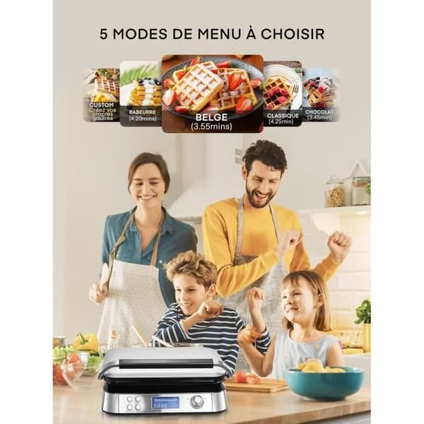 Gaufrier - FOHERE - Dubbel Intelligent Pro - 1600 W - 5 Program - Rostfritt Stål