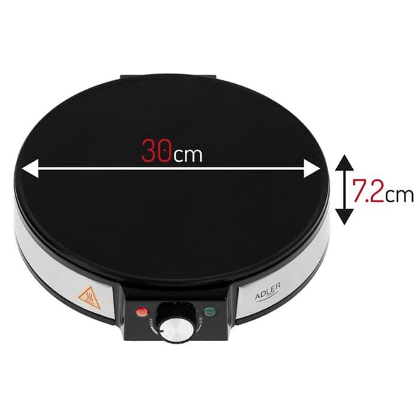 Crepe Maker, 30 cm diameter, non-stick beläggning, justerbar temperatur Adler AD3058 1600W Svart 07043