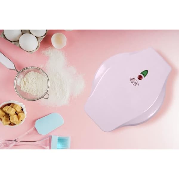 Bestron Mini våfflor för klassiska våfflor, Liten våffelbryggare med non-stick beläggning, Retro design, 550 Watt, Färg: rosa