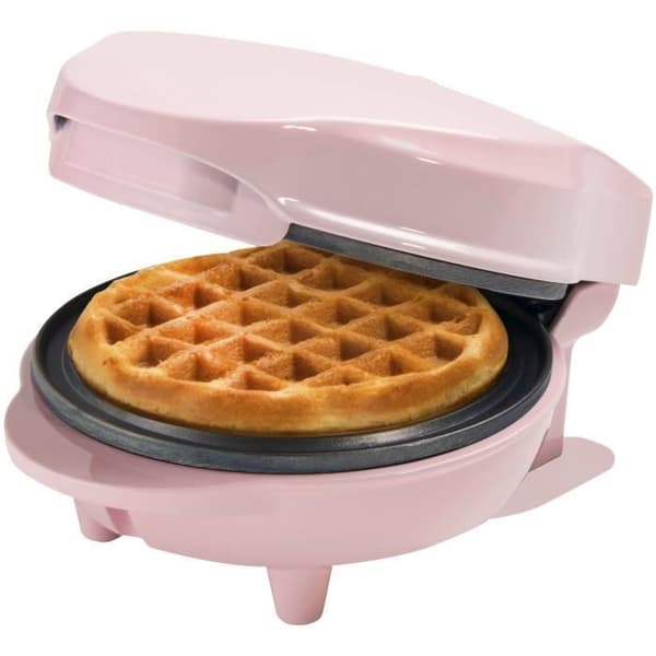 Bestron Mini våfflor för klassiska våfflor, Liten våffelbryggare med non-stick beläggning, Retro design, 550 Watt, Färg: rosa