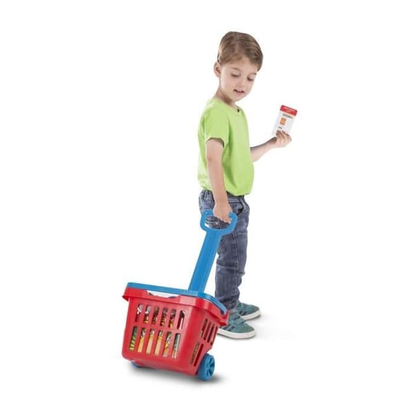 Supermarketleksak - MELISSA &amp; DOUG - Garni Supermarche Trolley - Röd - För barn från 3 år och uppåt