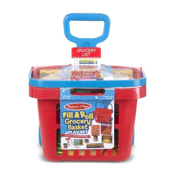 Supermarketleksak - MELISSA &amp; DOUG - Garni Supermarche Trolley - Röd - För barn från 3 år och uppåt