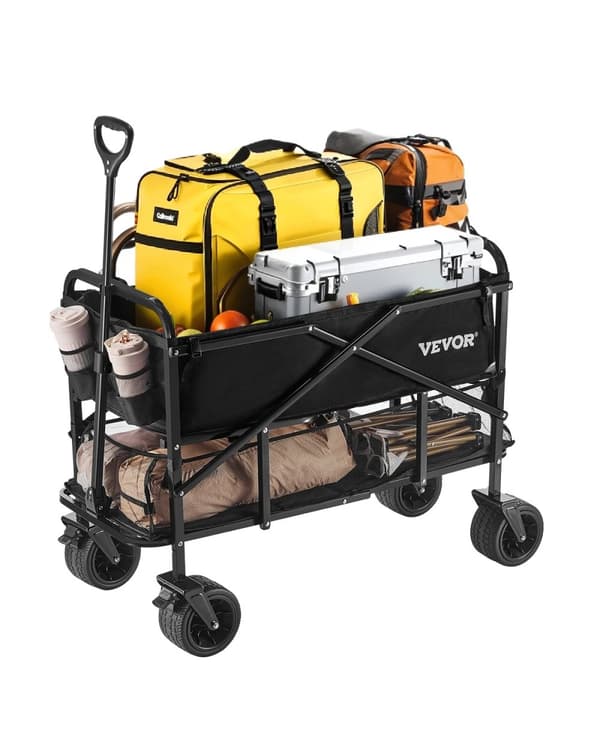 Fällbar Trädgårdsvagn, Kraftig Design, Terränghjul, 450 lbs Kapacitet