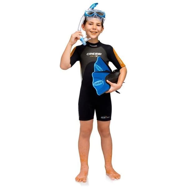Cressi Med X Junior Shorty Våtdräkt Barn Unisex, Svart/Orange, L (L (12/13 år) - 8022983115825
