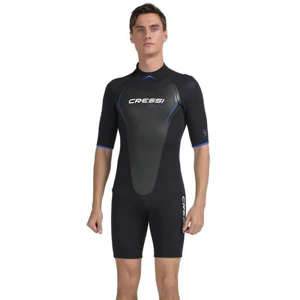 Cressi Altum Man 3 mm våtdräkt Shorty våtdräkt herr Premium Neopren 3 mm för svart/blå, S/S/2 - 8022983149004