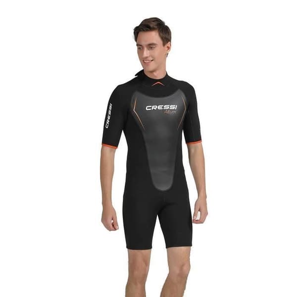 Cressi Altum Man 3 mm våtdräkt Shorty våtdräkt herr Premium 3 mm neopren, svart/orange, S/S/2 - 8022983148946