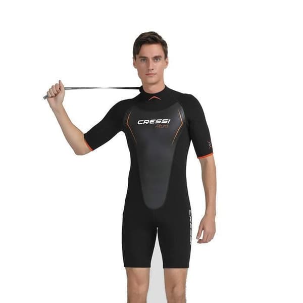 Cressi Altum Man 3 mm våtdräkt Shorty våtdräkt herr Premium 3 mm neopren, svart/orange, S/S/2 - 8022983148946