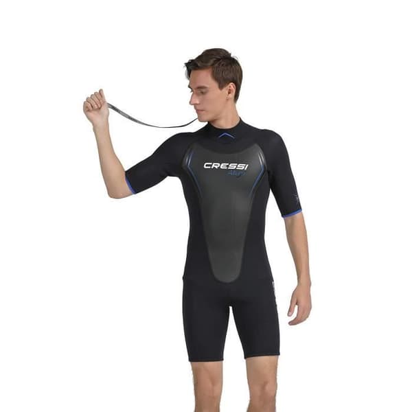 Cressi Altum Man 3 mm Våtdräkt Kortärmad Herr Premium Neopren 3 mm, Svart/Blå, M/M/3 - 8022983149011