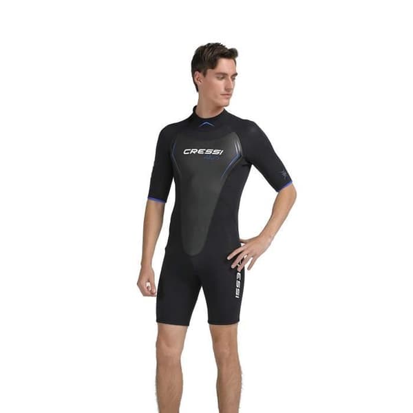 Cressi Altum Man 3 mm Våtdräkt Kortärmad Herr Premium Neopren 3 mm, Svart/Blå, M/M/3 - 8022983149011