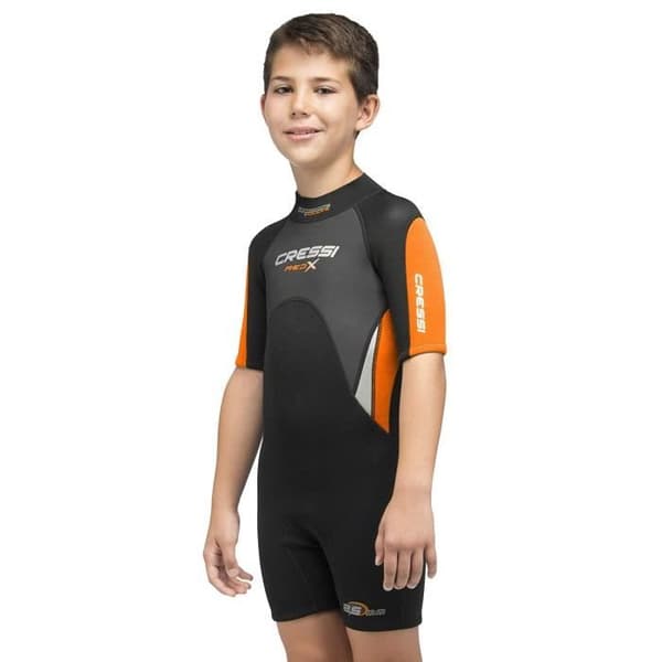 Cressi Med X Junior Shorty Våtdräkt Barn Unisex, Svart/Orange, L (L (12/13 år) - 8022983115825