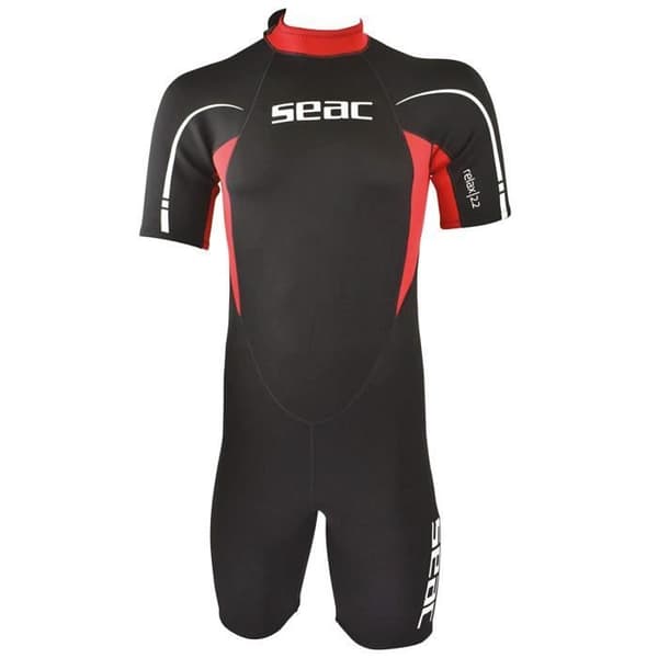 Seac Relax Shorty 2,2 mm Idealisk för snorkling, dykning, simning och vattenaktiviteter män, svart/röd, XXXL -