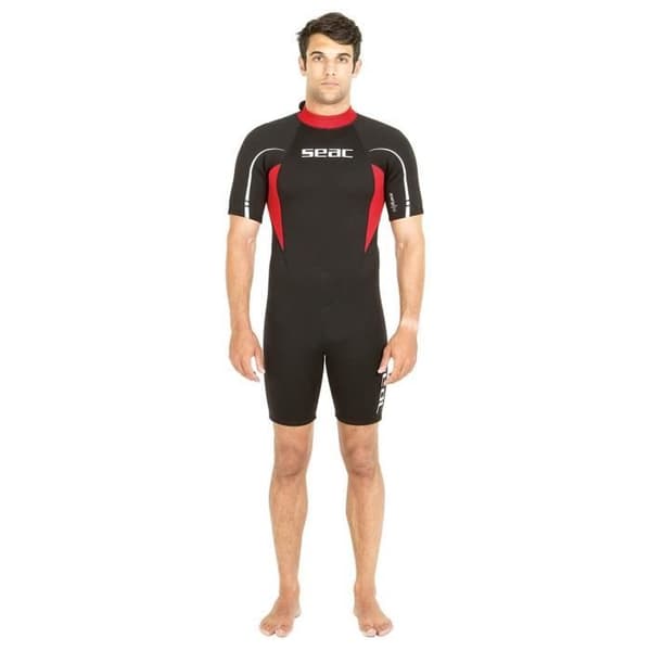 Seac Relax Shorty 2,2 mm Idealisk för snorkling, dykning, simning och vattenaktiviteter män, svart/röd, XXXL -